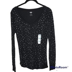 NWT Old Navy Womens Waffle Knit Top Shirt‎ Size Medium Star and Planet Print